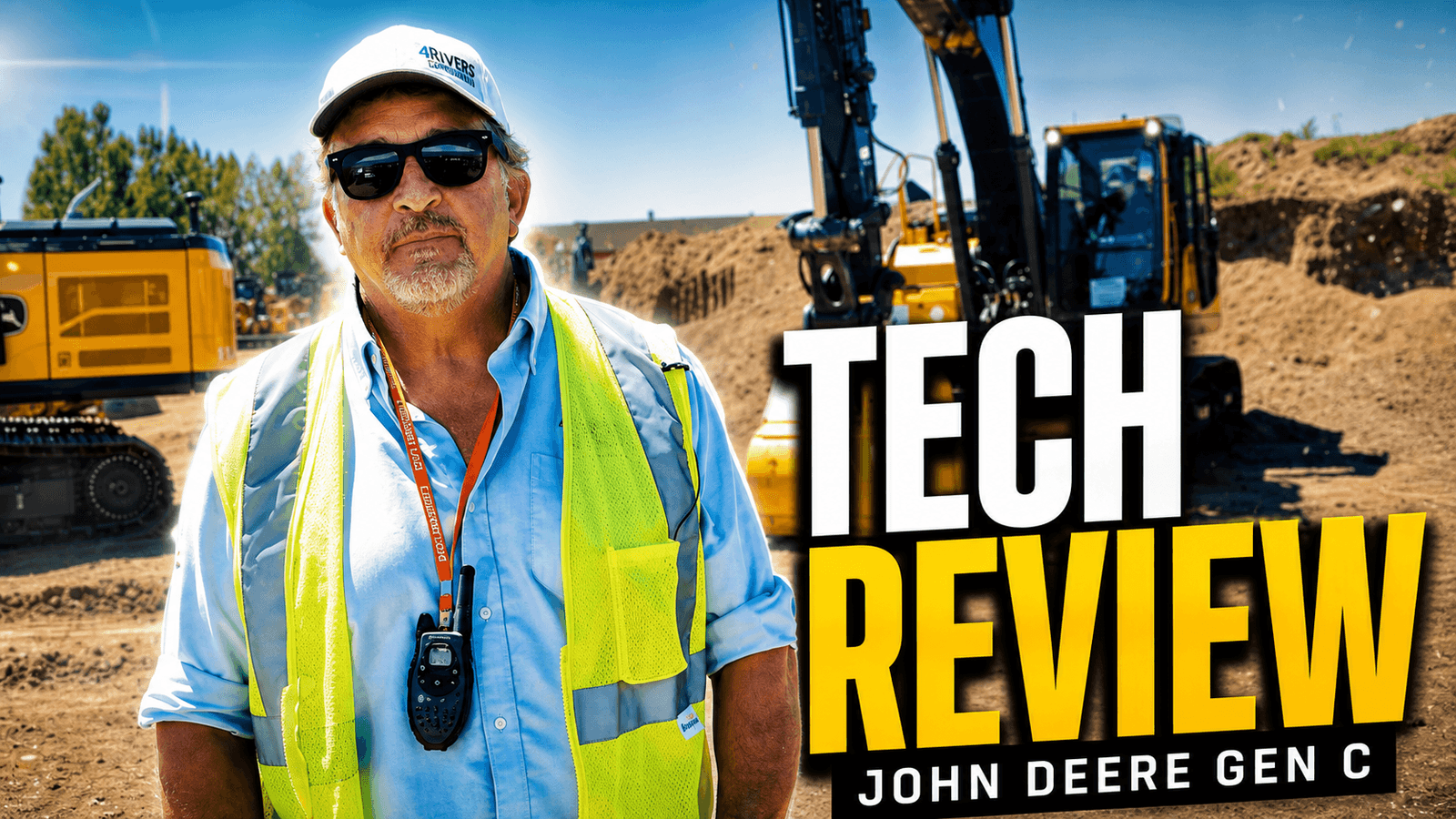 4RE | Picture of CDI Jimmy Atencio in front of a P-tier excavator; text reads "Tech Review"