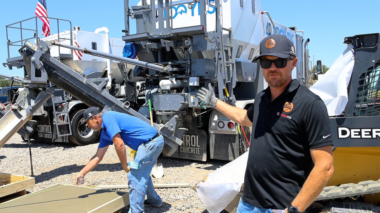 4RE | Bret from 4Rivers standing beside a Cemen Tech live concrete pouring demo