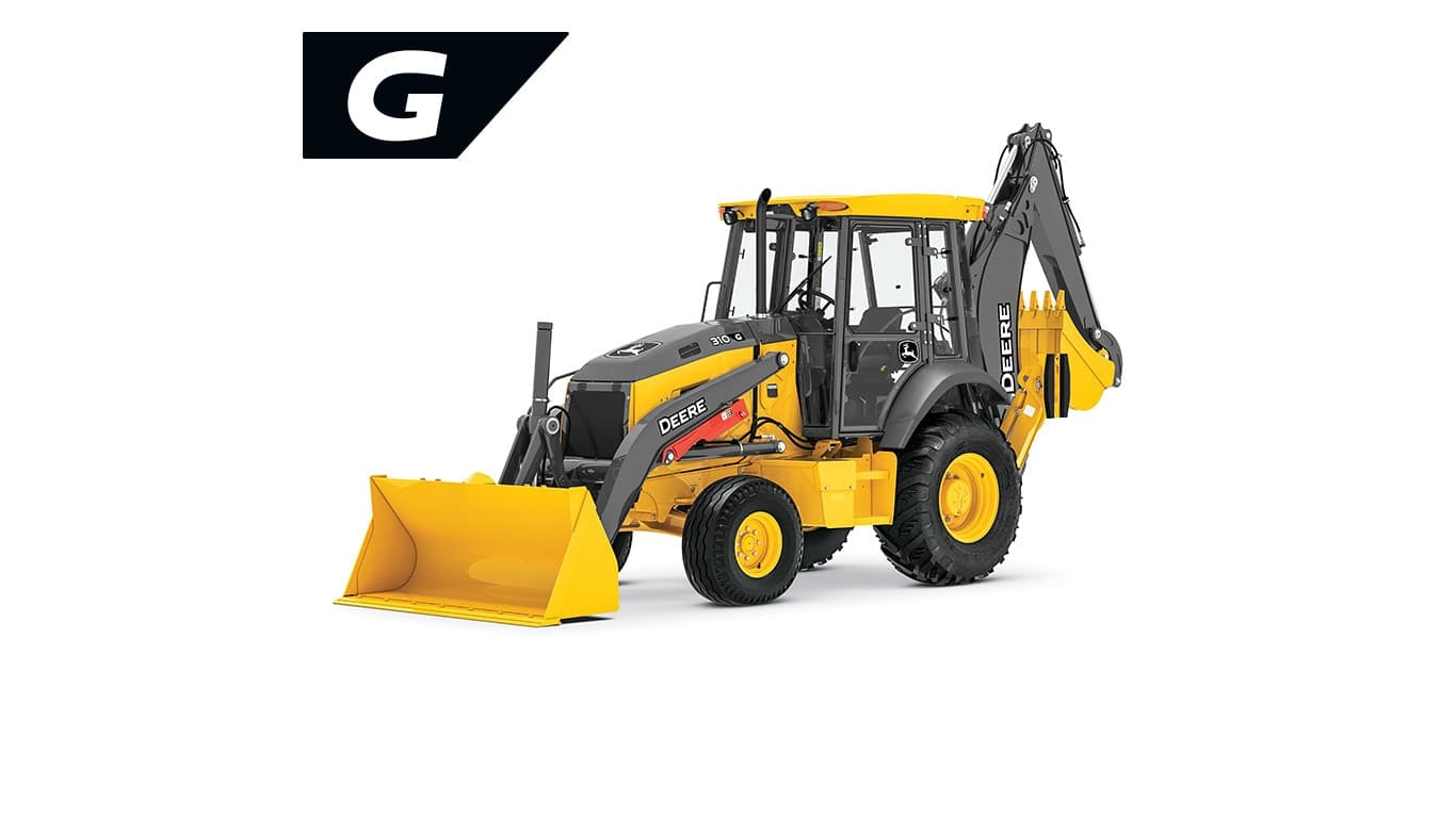 310 G-Tier backhoe on white background | 4re Equipment | ID: 310GBH