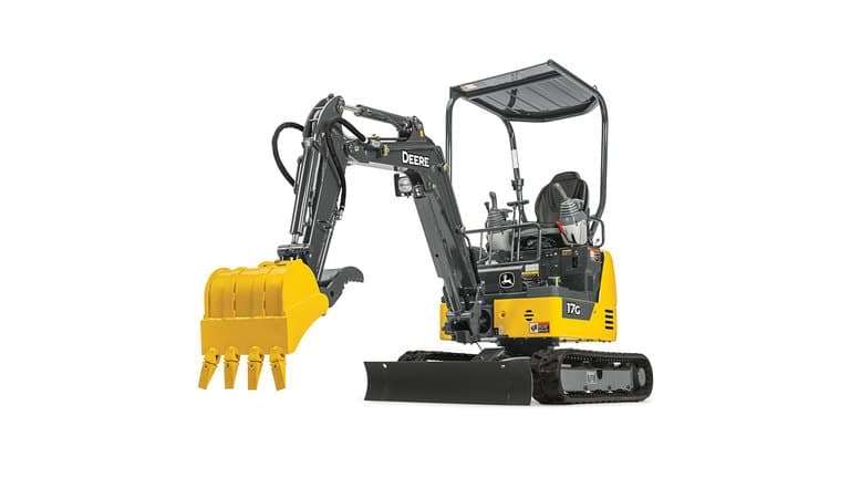17G Compact Excavator with white background. | 4re Equipment