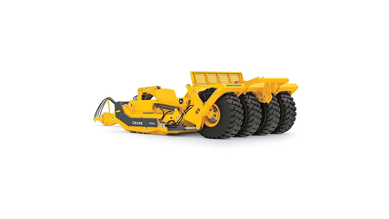 2112 DC 4 tire scraper system on white background | 4re Equipment | ID: 2112ct8
