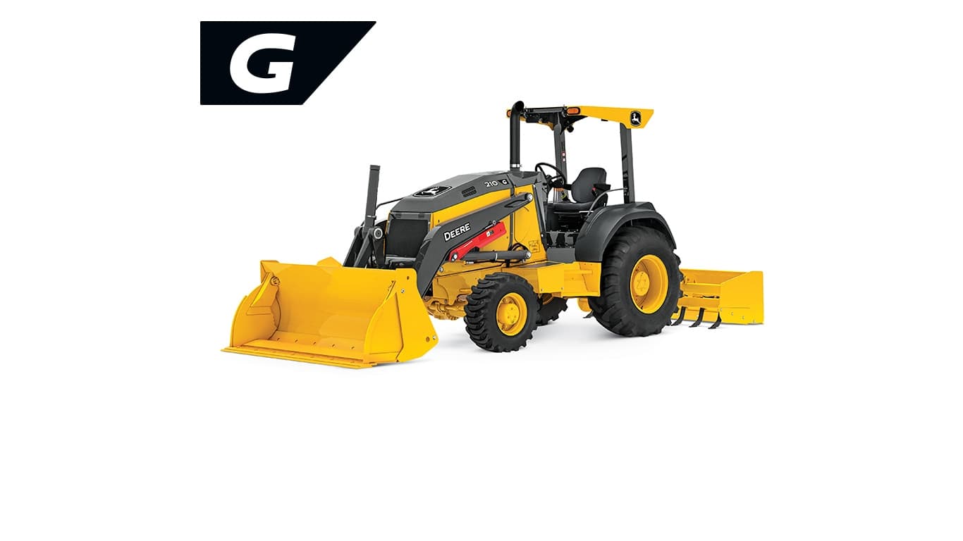 210 G-Tier tractor loader on white background | 4re Equipment | ID: 210GTL